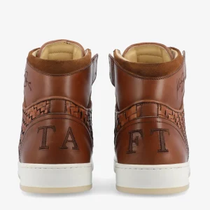 Rapido Brown Leather Sneakers - Brown Woven | -TAFT Fashion