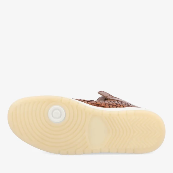 Rapido Brown Leather Sneakers - Brown Woven | -TAFT Fashion