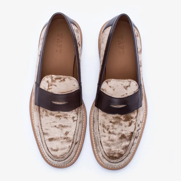 The Fitz Loafer In Champagne - Velvet Loafers | -TAFT New