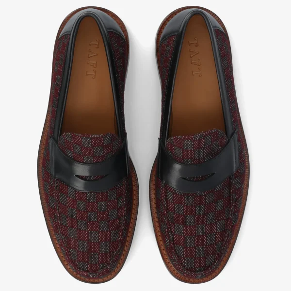 The Fitz Maroon Mens Loafers - Maroon Check | -TAFT Online