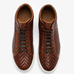 The Hightop Sneaker In Woven Brown Leather | -TAFT Best