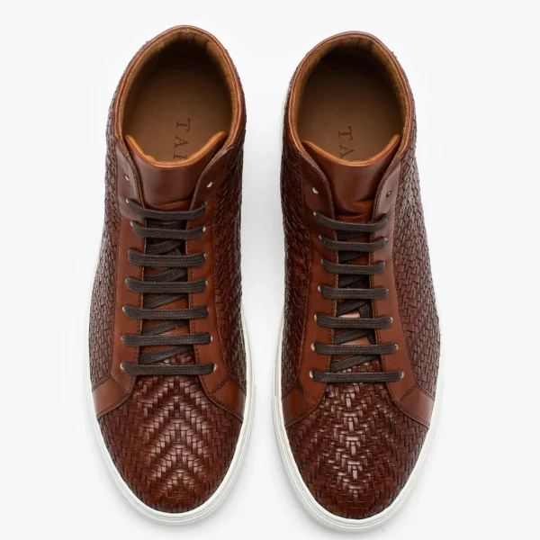 The Hightop Sneaker In Woven Brown Leather | -TAFT Best