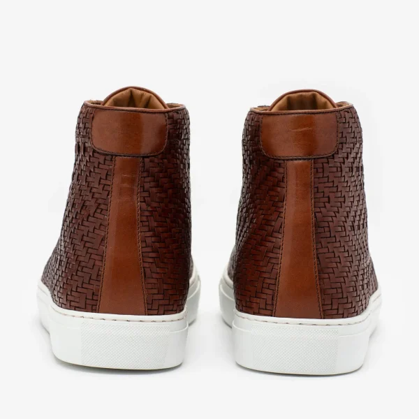 The Hightop Sneaker In Woven Brown Leather | -TAFT Best