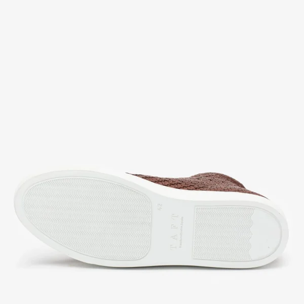 The Hightop Sneaker In Woven Brown Leather | -TAFT Best