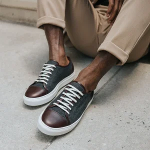 The Jack Sneaker In Grey/Oxblood - Wool Sneakers | -TAFT Cheap