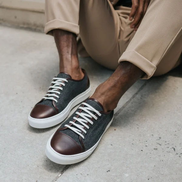 The Jack Sneaker In Grey/Oxblood - Wool Sneakers | -TAFT Cheap