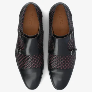 The Lucca Double Monk Strap Shoe In Black Woven | -TAFT Flash Sale