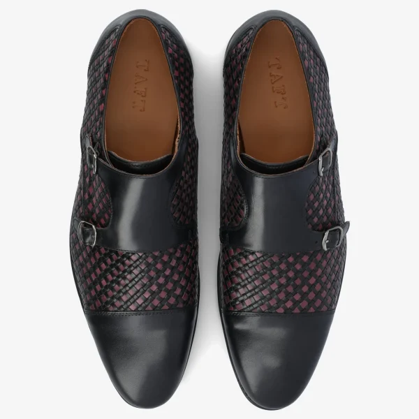 The Lucca Double Monk Strap Shoe In Black Woven | -TAFT Flash Sale