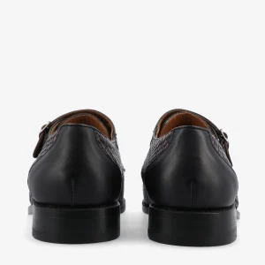 The Lucca Double Monk Strap Shoe In Black Woven | -TAFT Flash Sale