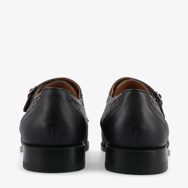 The Lucca Double Monk Strap Shoe In Black Woven | -TAFT Flash Sale